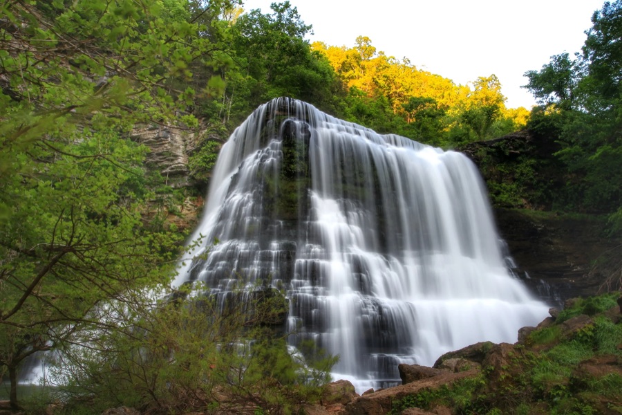 Waterfall along a wooded trail near Radnor Lake State Park
